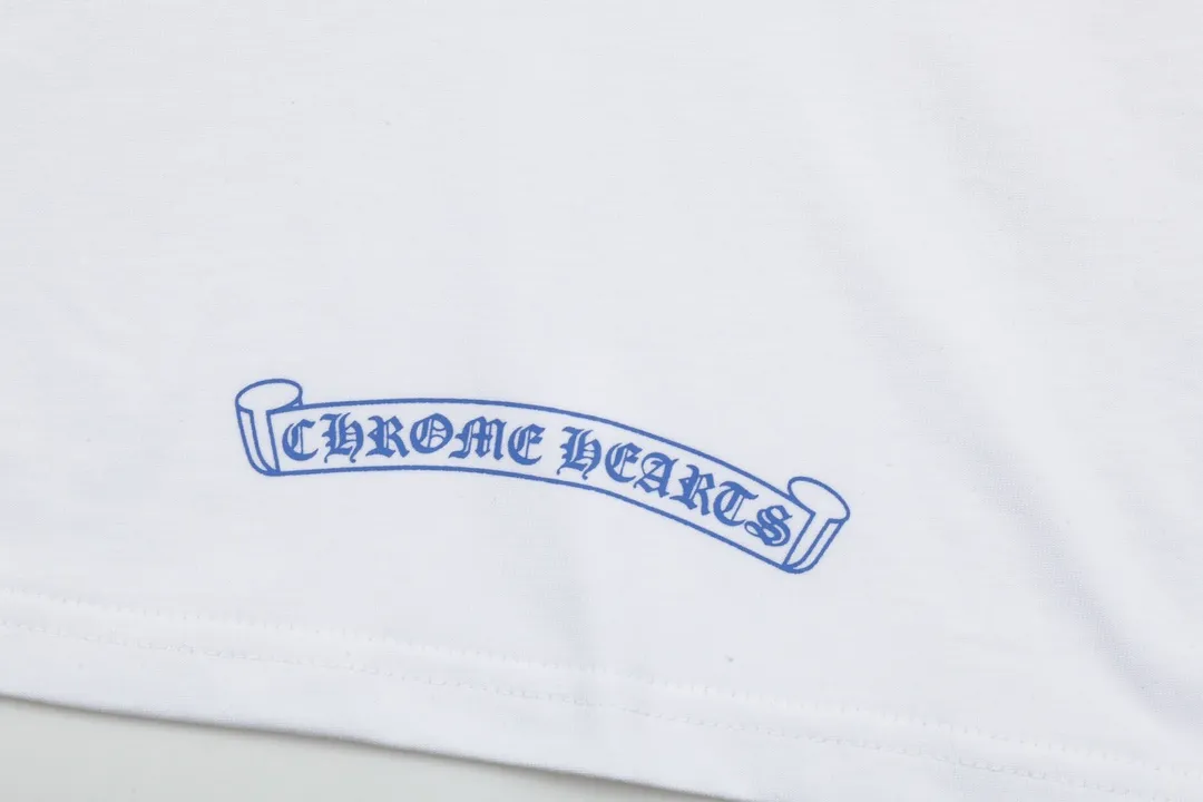 Chrome Hearts/ Blue Logo Same Style T Versatile : White Size：XS~L